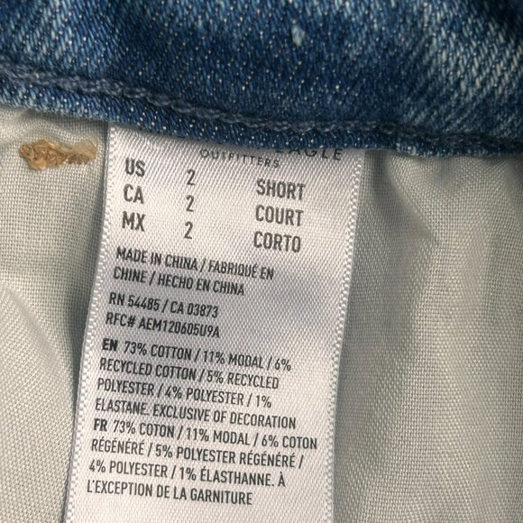 American Eagle Curvy Mom Jeans Distressed Ripped size 2 short Petite - Picture 5 of 5